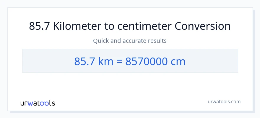 85.7 Kilometer til Centimeter konvertering