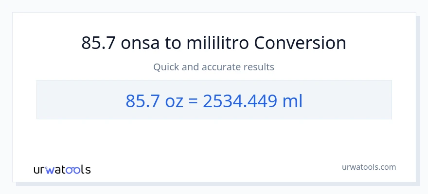 85.7 Mga onsa patungong mga mililitro na conversion