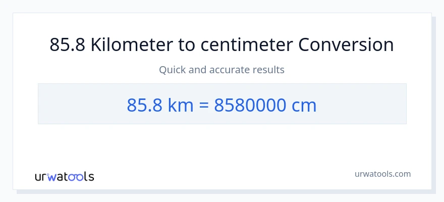 85.8 Kilometer til Centimeter konvertering