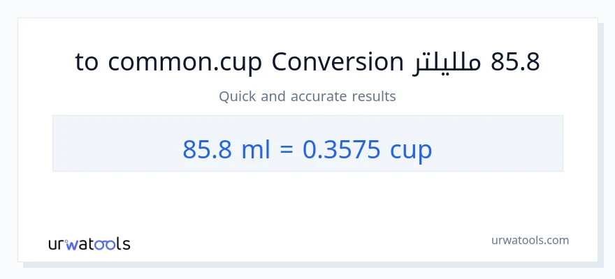التحويل من 85.8 ملليلتر إلى أكواب