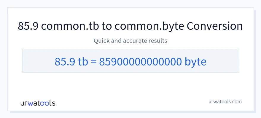 85.9 Terabytes 到 Bytes 轉換