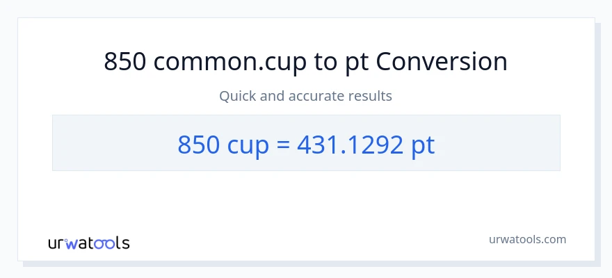 850 mga tasa patungong Pints na conversion