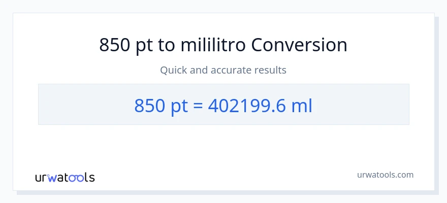 850 Pints patungong mga mililitro na conversion