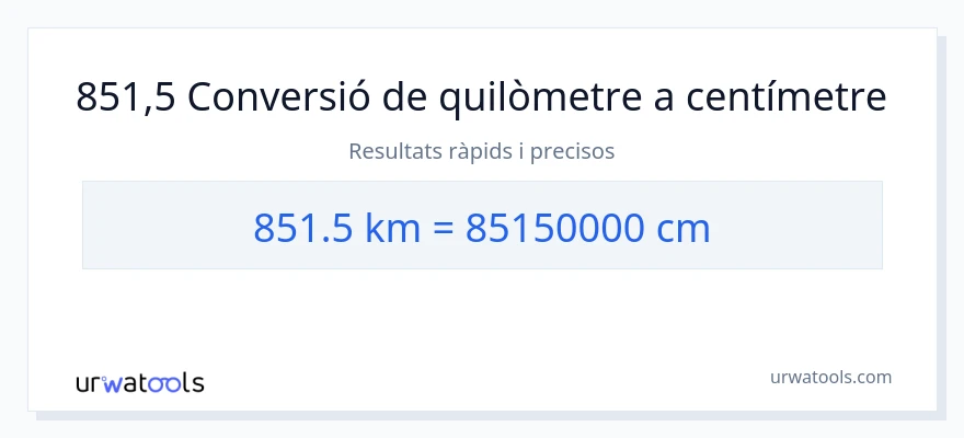 Conversió de 851.5 quilòmetres a Centímetres