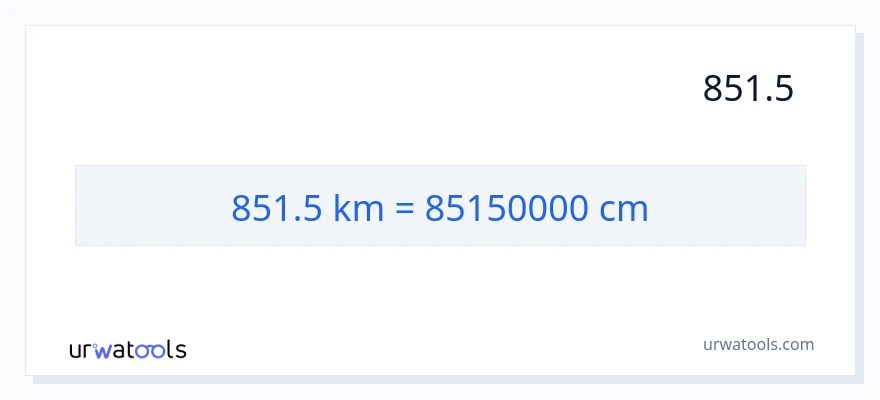 851.5 کلومیٹر سے سینٹی میٹر کی تبدیلی
