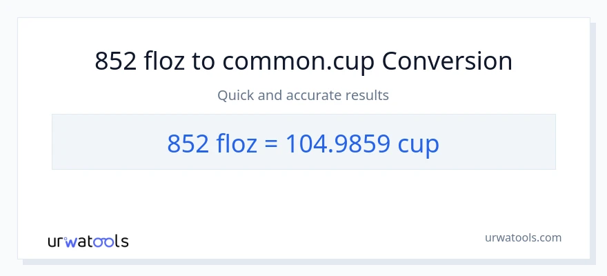 852 mga onsa ng likido patungong mga tasa na conversion