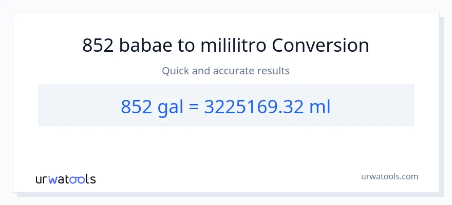 852 Mga galon patungong mga mililitro na conversion
