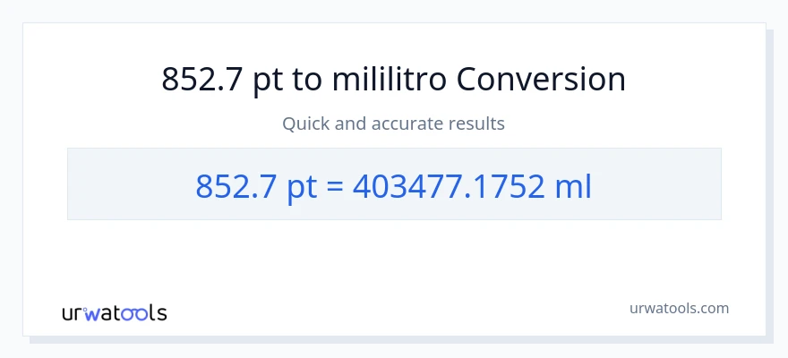852.7 Pints patungong mga mililitro na conversion