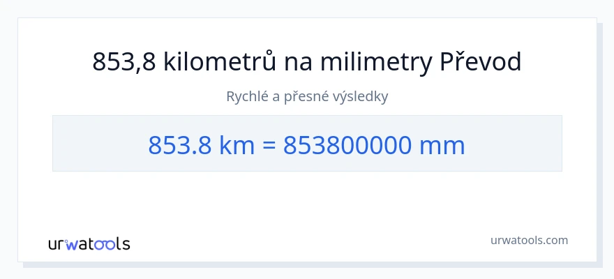 Konverze z kilometry na milimetry: 853.8