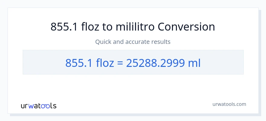 855.1 mga onsa ng likido patungong mga mililitro na conversion