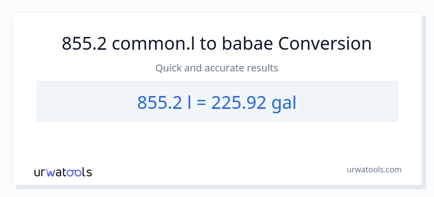 855.2 Liters patungong Mga galon na conversion
