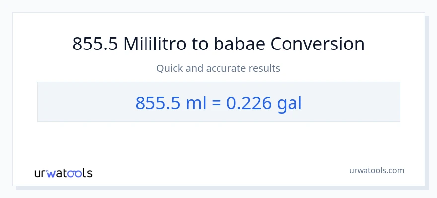 855.5 mga mililitro patungong Mga galon na conversion