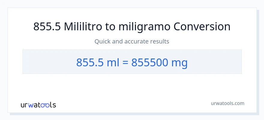 855.5 mga mililitro patungong miligramo na conversion