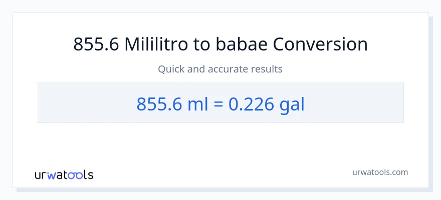 855.6 mga mililitro patungong Mga galon na conversion