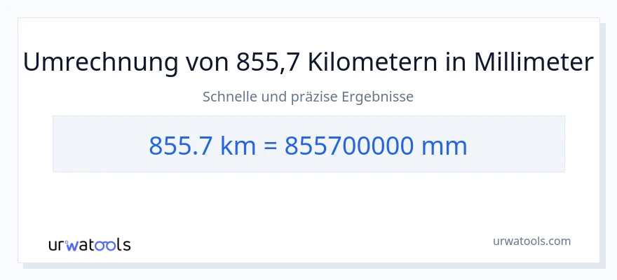 855.7 Kilometer zu Millimeter Umwandlung