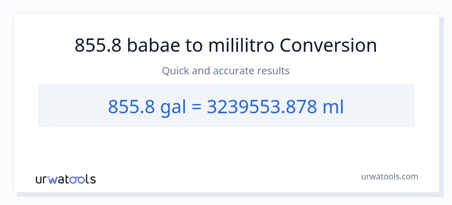 855.8 Mga galon patungong mga mililitro na conversion