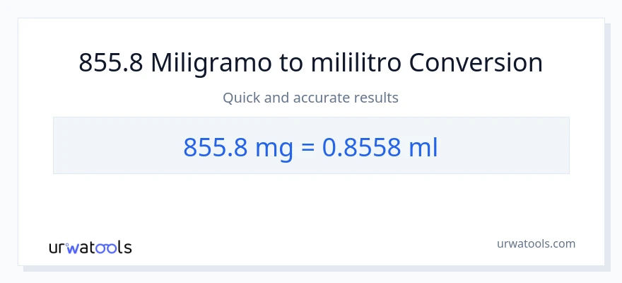 855.8 miligramo patungong mga mililitro na conversion