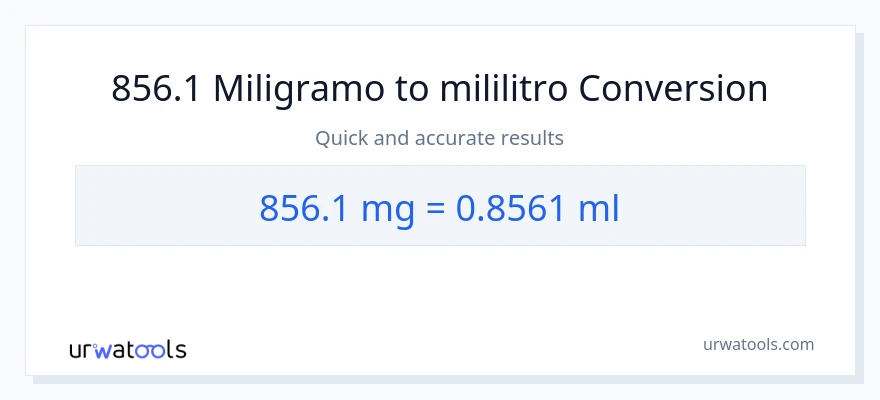856.1 miligramo patungong mga mililitro na conversion
