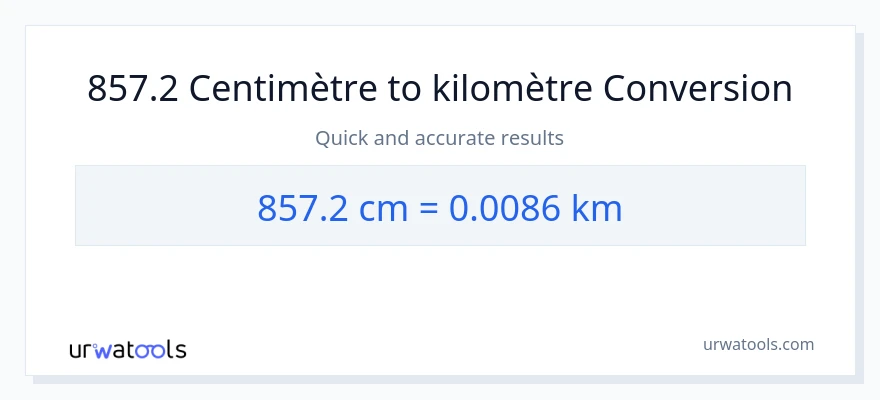 Conversion 857.2 Centimètres vers Kilomètres