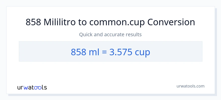 858 mga mililitro patungong mga tasa na conversion