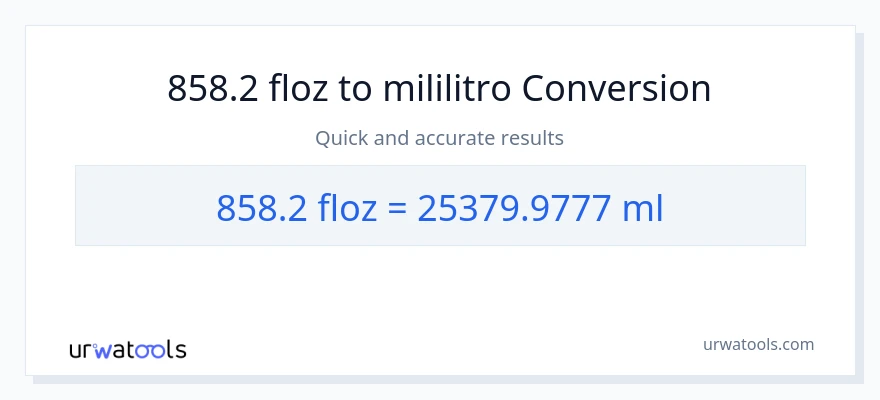 858.2 mga onsa ng likido patungong mga mililitro na conversion