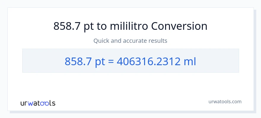 858.7 Pints patungong mga mililitro na conversion