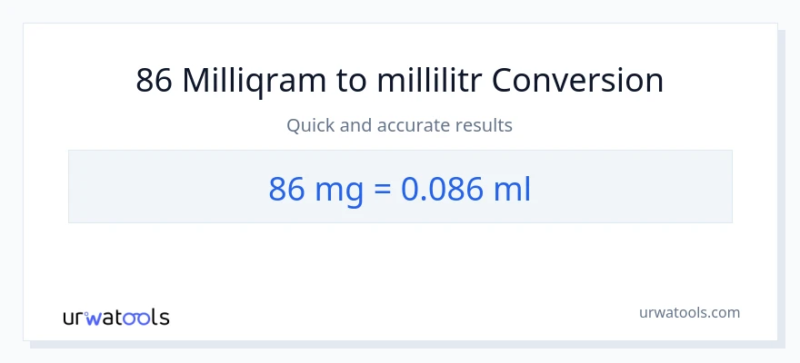 86 milliqram-dən millilitr-ə çevrilmə