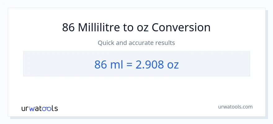 Conversion 86 millilitres vers onces