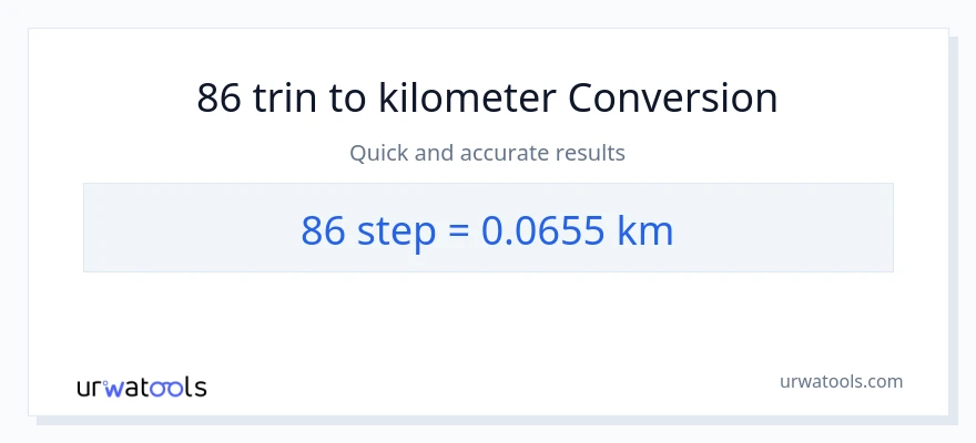 86 trin til Kilometer konvertering