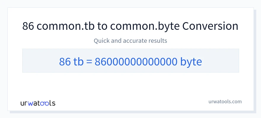 86 Terabytes 到 Bytes 轉換