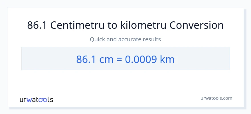 Conversie 86.1 Centimetri la Kilometri