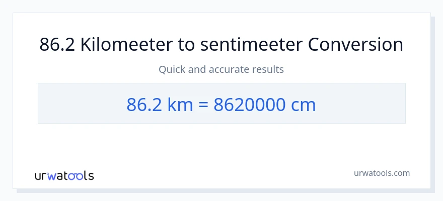 86.2 Kilomeetrid konversioon Sentimeetrid-ks