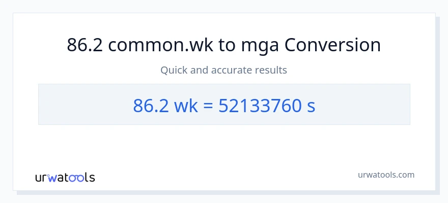 86.2 Mga Linggo patungong Segundo na conversion