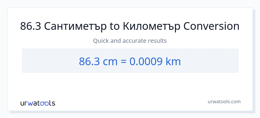 86.3 конверсия от Сантиметри до Километри
