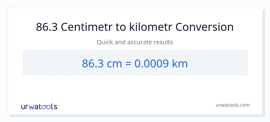 Konverze z Centimetry na Kilometry: 86.3