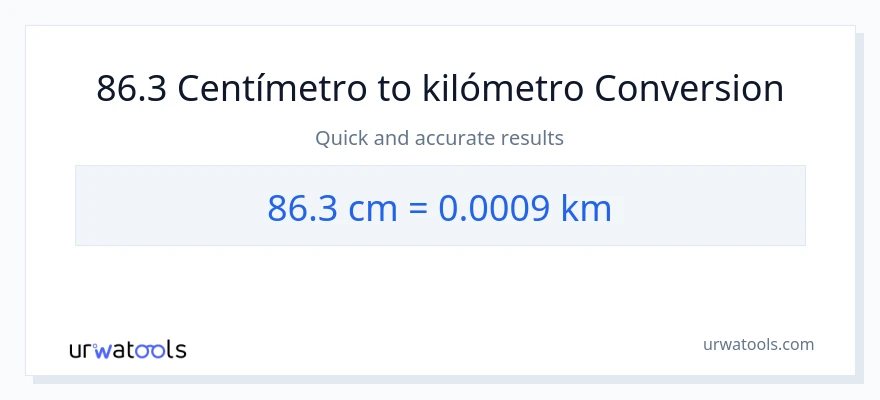 Conversión de 86.3 Centímetros a Kilómetros
