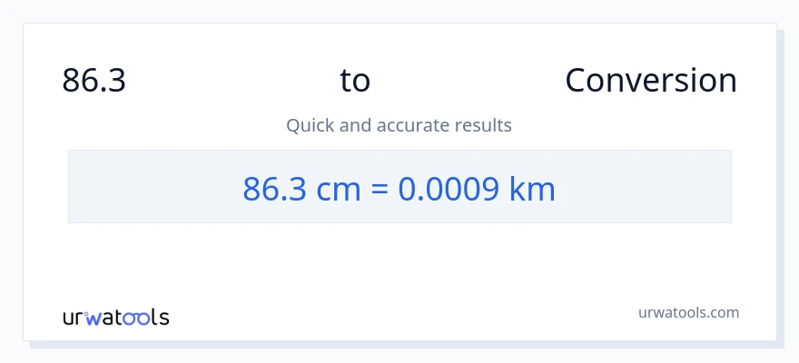 86.3 ಸೆಂಟಿಮೀಟರ್‌ಗಳು ರಿಂದ ಕಿಲೋಮೀಟರ್‌ಗಳು ಪರಿವರ್ತನೆ
