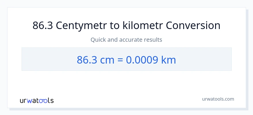 Konwersja 86.3 Centymetry do Kilometry