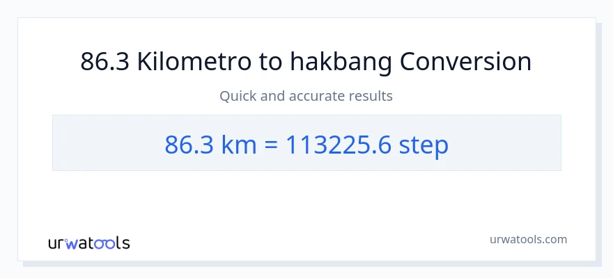 86.3 Kilometro patungong mga hakbang na conversion