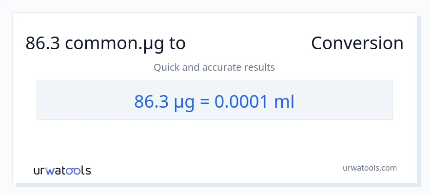 86.3 మైక్రోగ్రాములు నుండి మిల్లీలీటర్లు కు మార్పిడి
