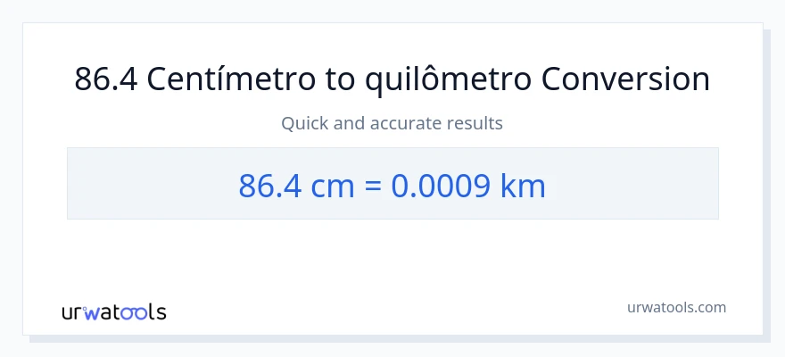 Conversão de 86.4 Centímetros para Quilômetros