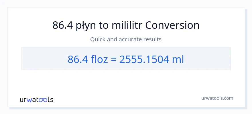 Konwersja 86.4 uncje płynu do mililitry