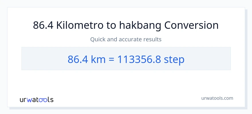 86.4 Kilometro patungong mga hakbang na conversion