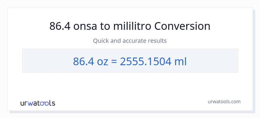 86.4 Mga onsa patungong mga mililitro na conversion