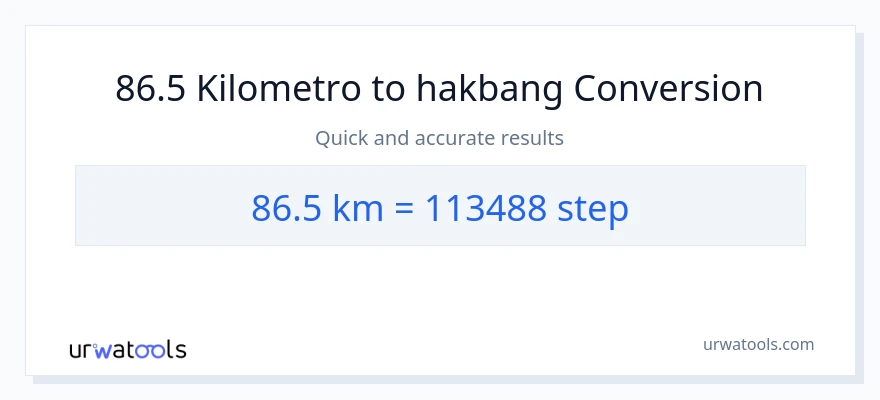 86.5 Kilometro patungong mga hakbang na conversion