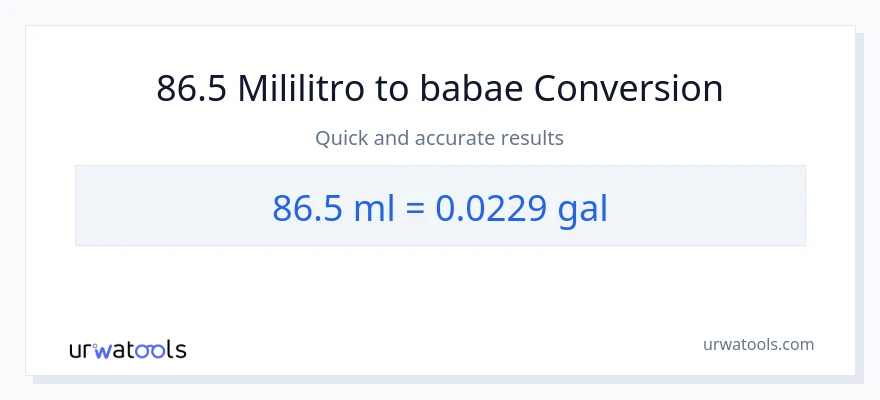 86.5 mga mililitro patungong Mga galon na conversion