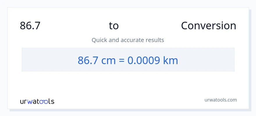 86.7 ಸೆಂಟಿಮೀಟರ್‌ಗಳು ರಿಂದ ಕಿಲೋಮೀಟರ್‌ಗಳು ಪರಿವರ್ತನೆ