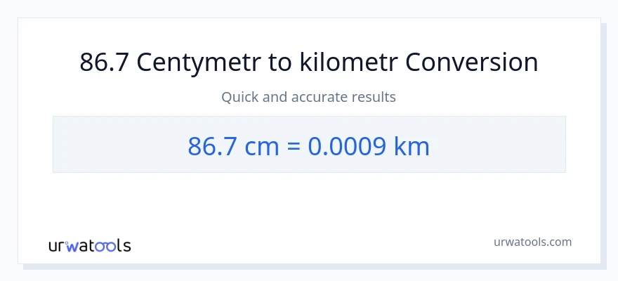 Konwersja 86.7 Centymetry do Kilometry