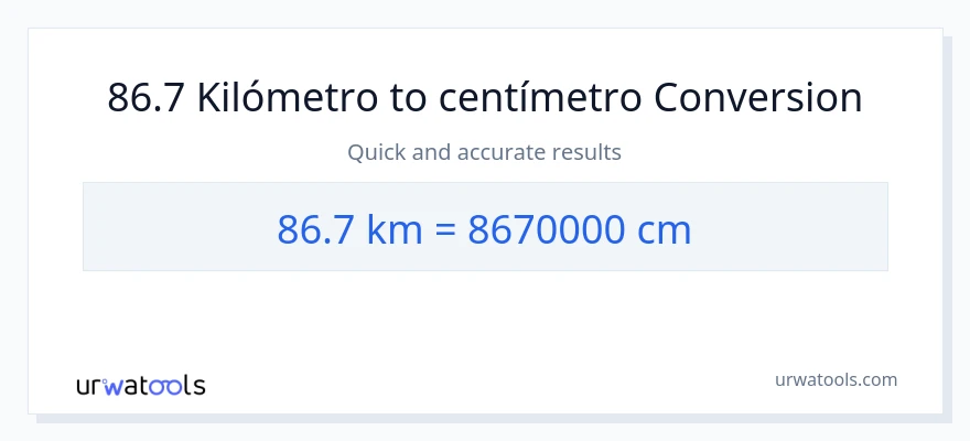 Conversión de 86.7 Kilómetros a Centímetros