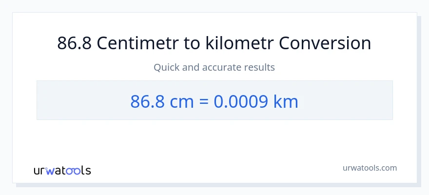 Konverze z Centimetry na Kilometry: 86.8